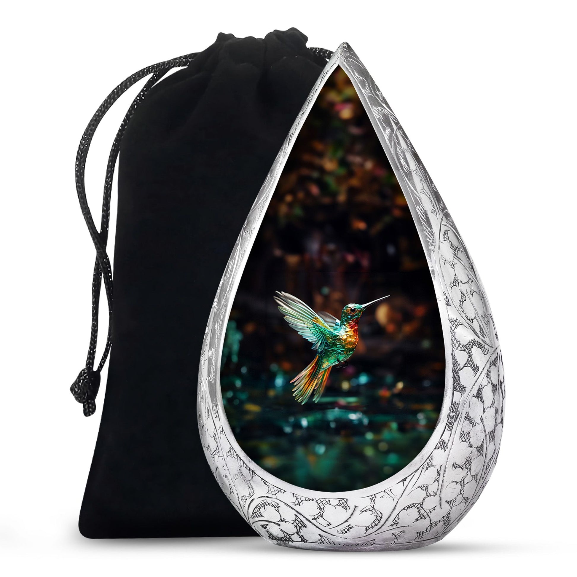 Crystal Hummingbird Theme Cremation Urn - Luxury Funeral Urn For Loved Ones