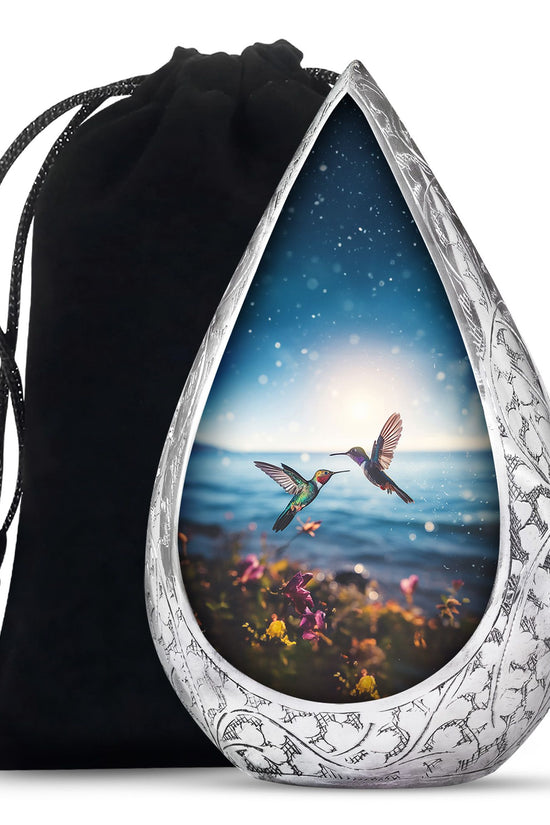 Couple Hummingbird Theme Funeral Urn - Beautiful Ashes Urn For Adults
