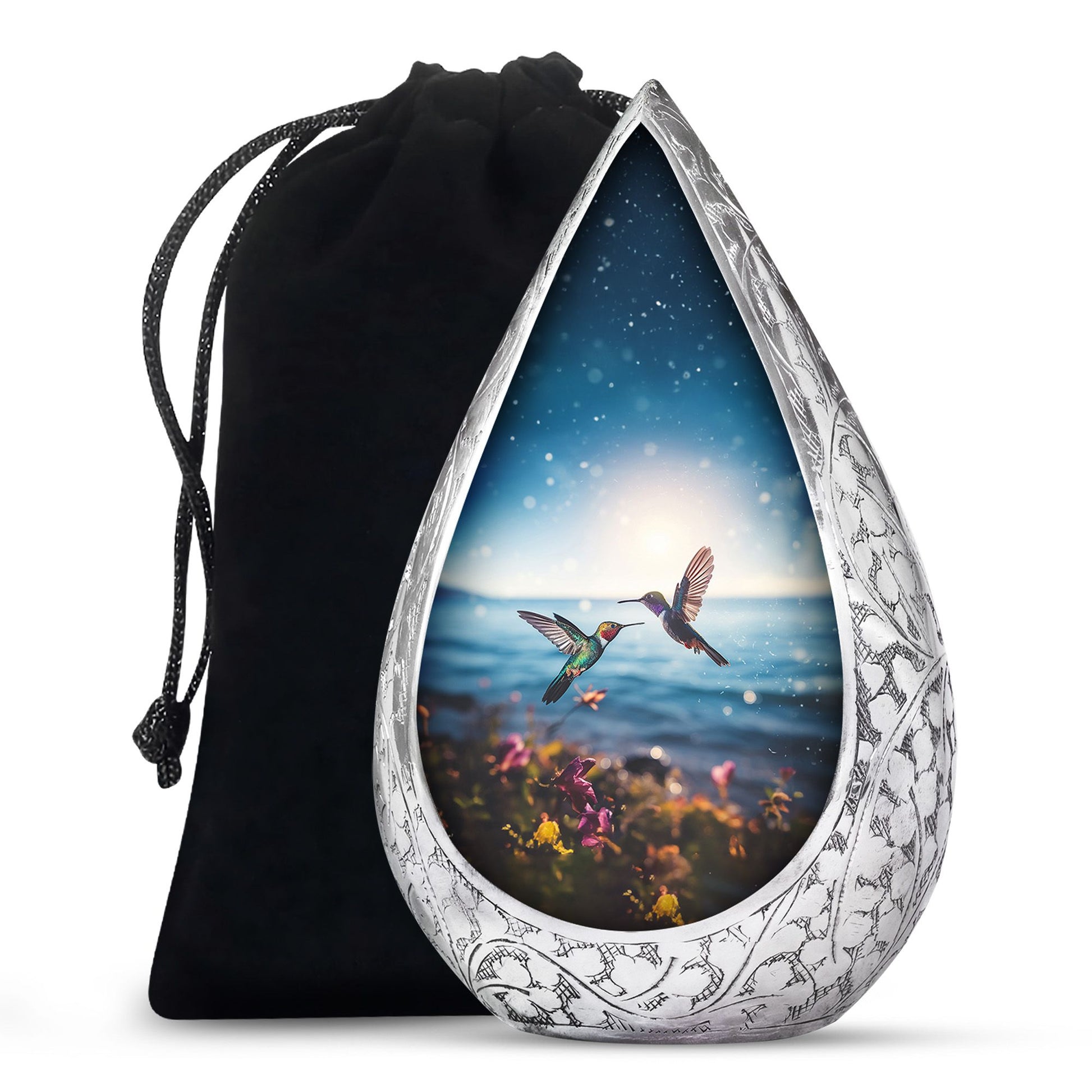 Couple Hummingbird Theme Funeral Urn - Beautiful Ashes Urn For Adults