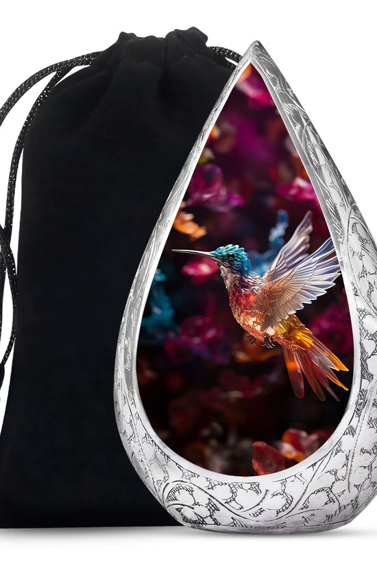 Colourful Decorative Hummingbird Memorial Urn - Cremation Urn For Male & Female