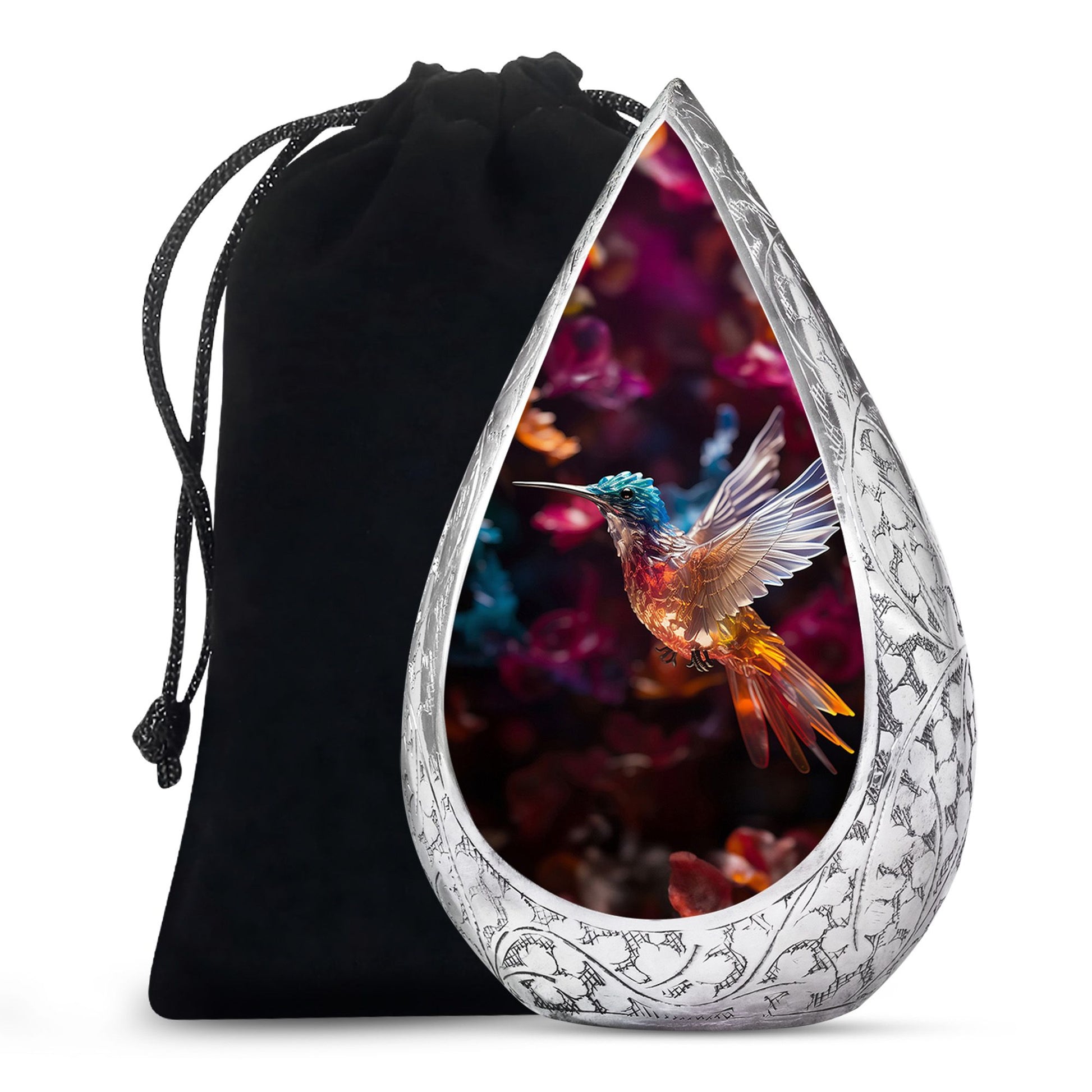 Colourful Decorative Hummingbird Memorial Urn - Cremation Urn For Male & Female