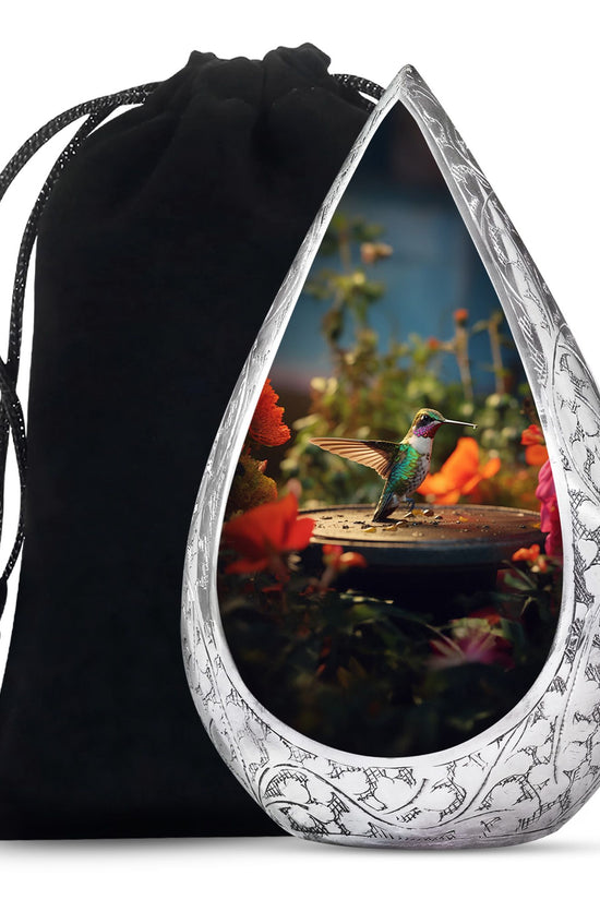 Elegant Hummingbird Memorial Urn - Aluminium Cremation Urn For Human Ashes