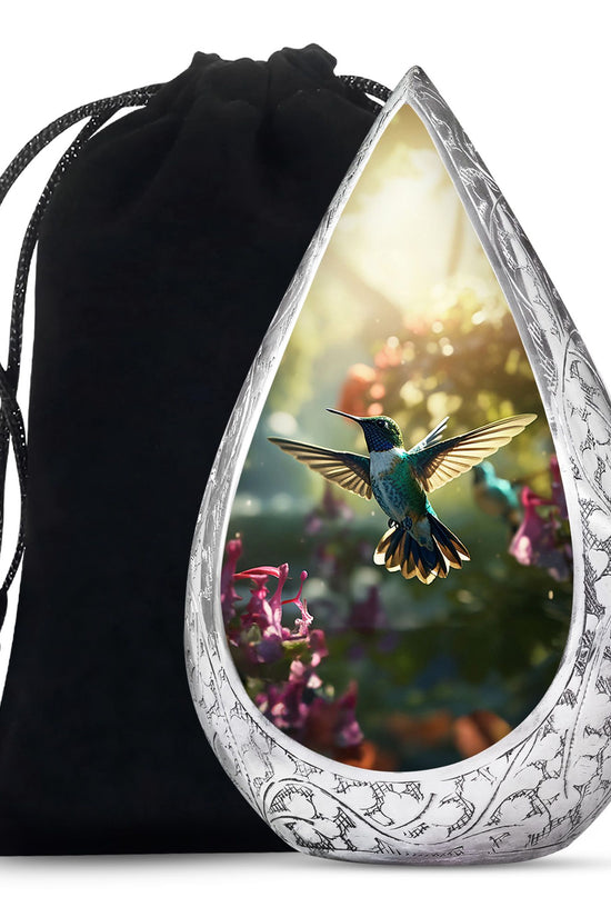 Flying Hummingbird Cremation Urn - Aluminium Memorial Urn For Ashes