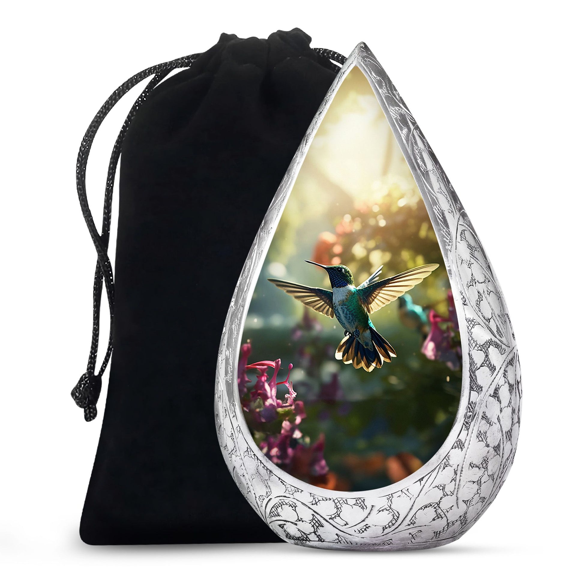 Flying Hummingbird Cremation Urn - Aluminium Memorial Urn For Ashes