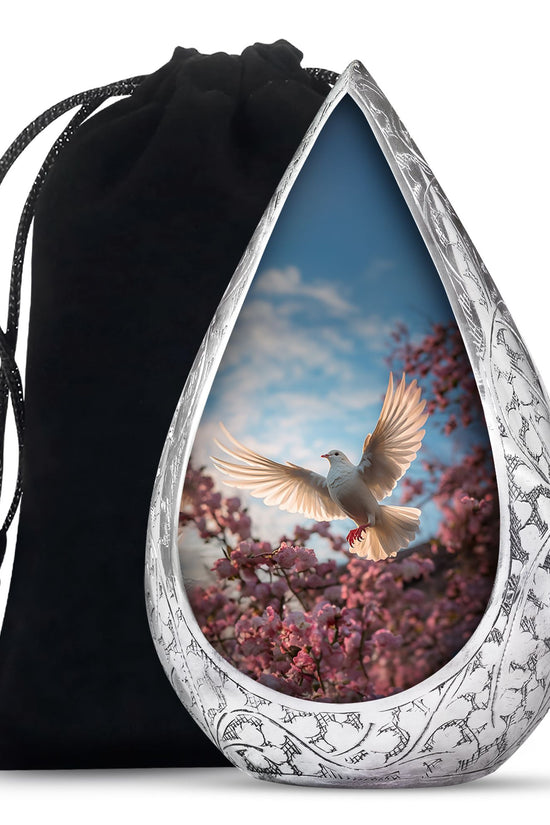 Beautiful Memorial Urn For Ashes - Dove Bird Theme CrematIon Urn