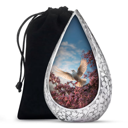 Beautiful Memorial Urn For Ashes - Dove Bird Theme CrematIon Urn