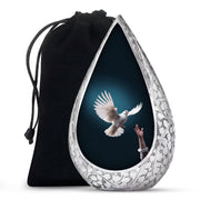 Dove Bird Beautiful Funeral Urn - Blue Aluminium Urn For Human Ashes