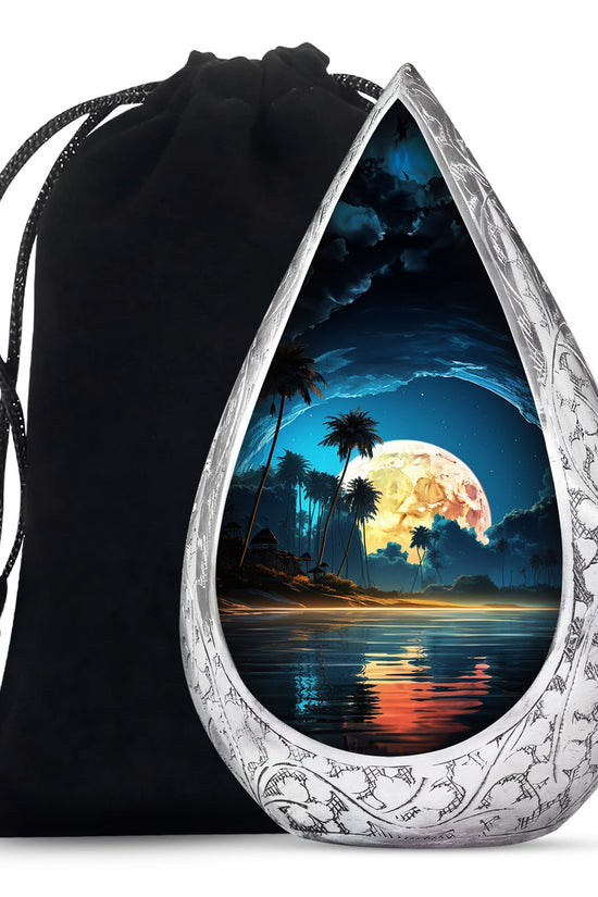Night Beach Memorial Urn - Moonlight Cremation Urn For Loved Ones