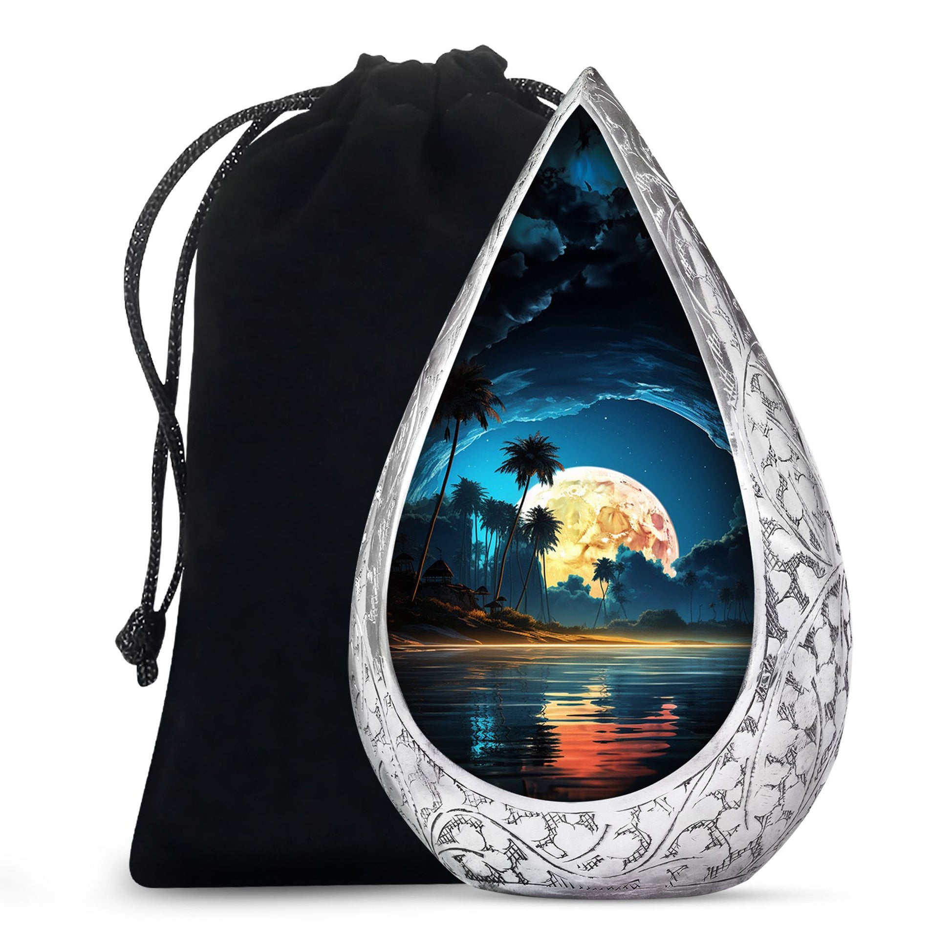 Night Beach Memorial Urn - Moonlight Cremation Urn For Loved Ones