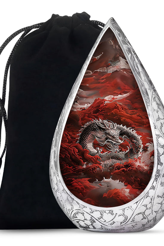 Japanese Dragon Memorial Urn - Aluminium Large Urn For Adult Ashes