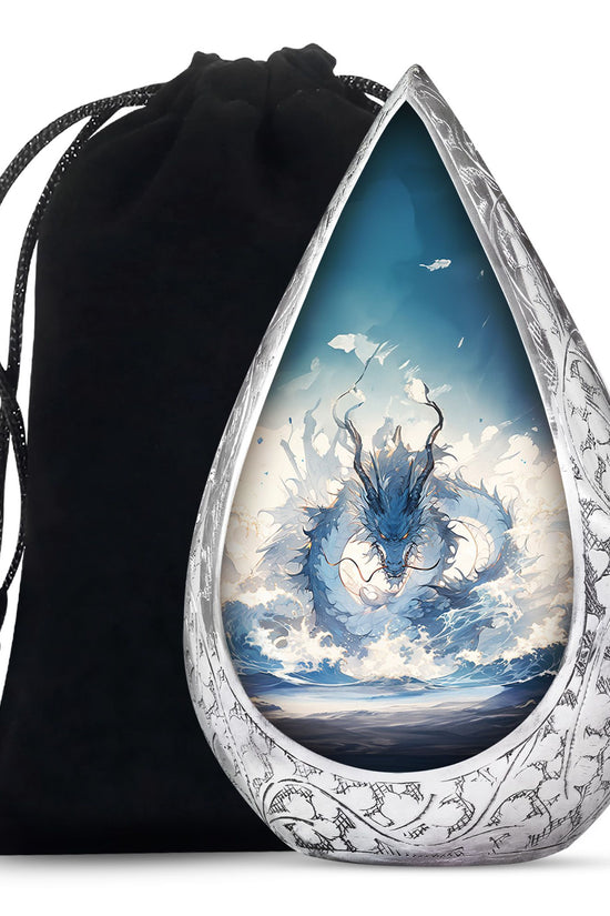 Mystic Blue Dragon Cremation Urn For Adult - Artistic Funeral Urn For Ashes