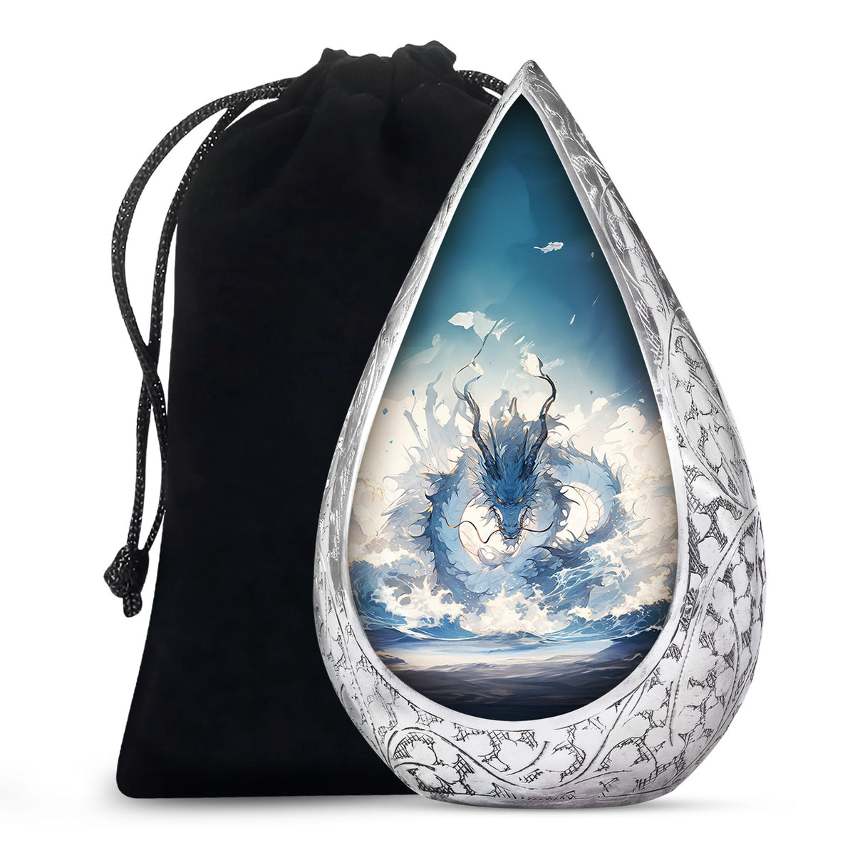 Mystic Blue Dragon Cremation Urn For Adult - Artistic Funeral Urn For Ashes