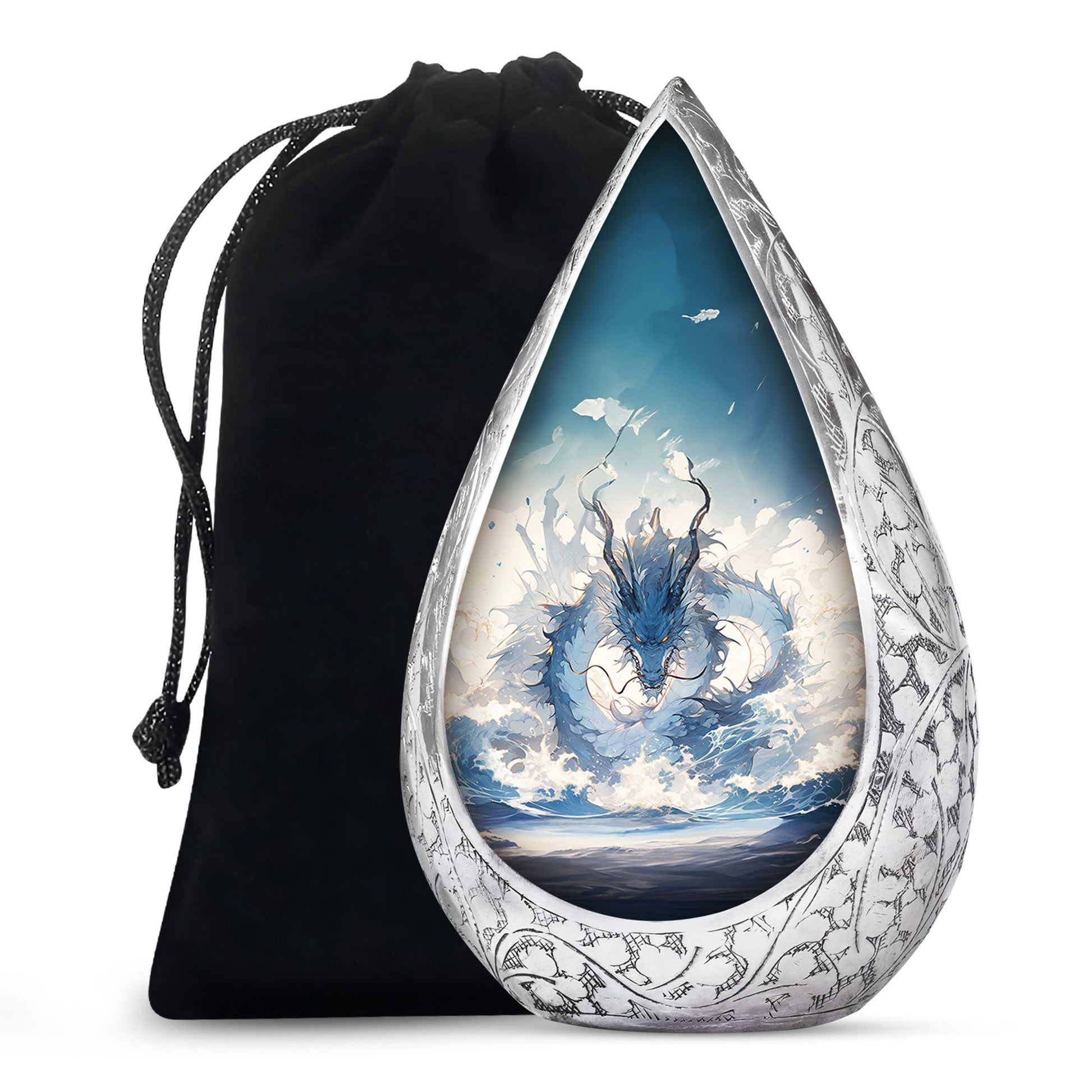Mystic Blue Dragon Cremation Urn For Adult - Artistic Funeral Urn For Ashes