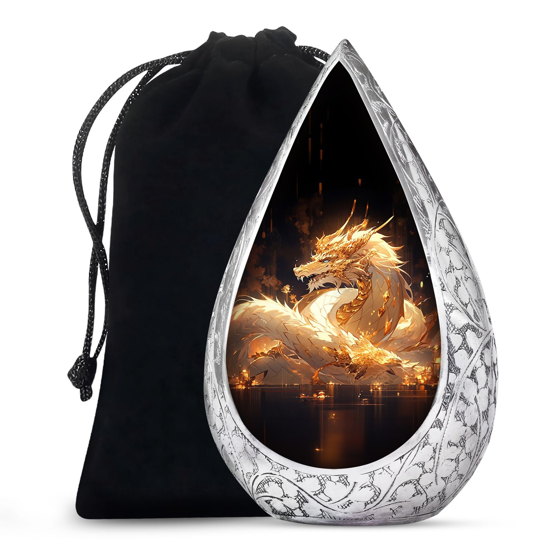 Purple Fantasy Dragon Cremation Urn For Human Ashes - Decorative Ashes Urn