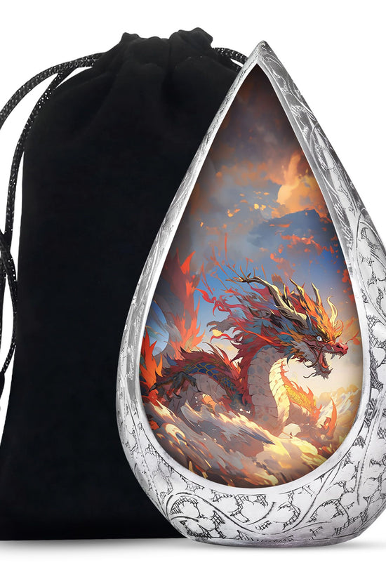 Golden Phoenix Dragon Funeral Urn For Human Ashes - Decorative Memorial Urn