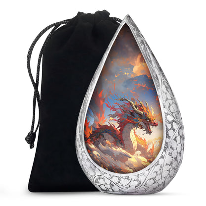 Golden Phoenix Dragon Funeral Urn For Human Ashes - Decorative Memorial Urn