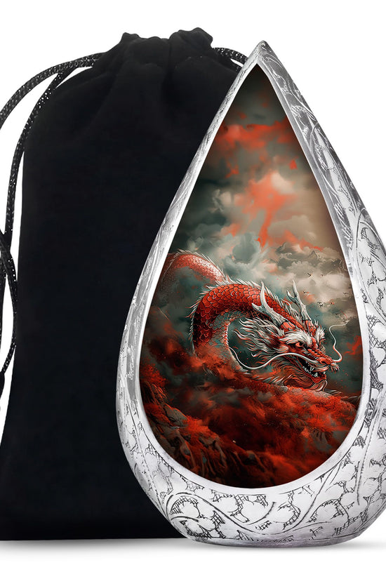 Midnight Dragon Moon Cremation Urn - Black Aluminium Urn For Adult Ashes