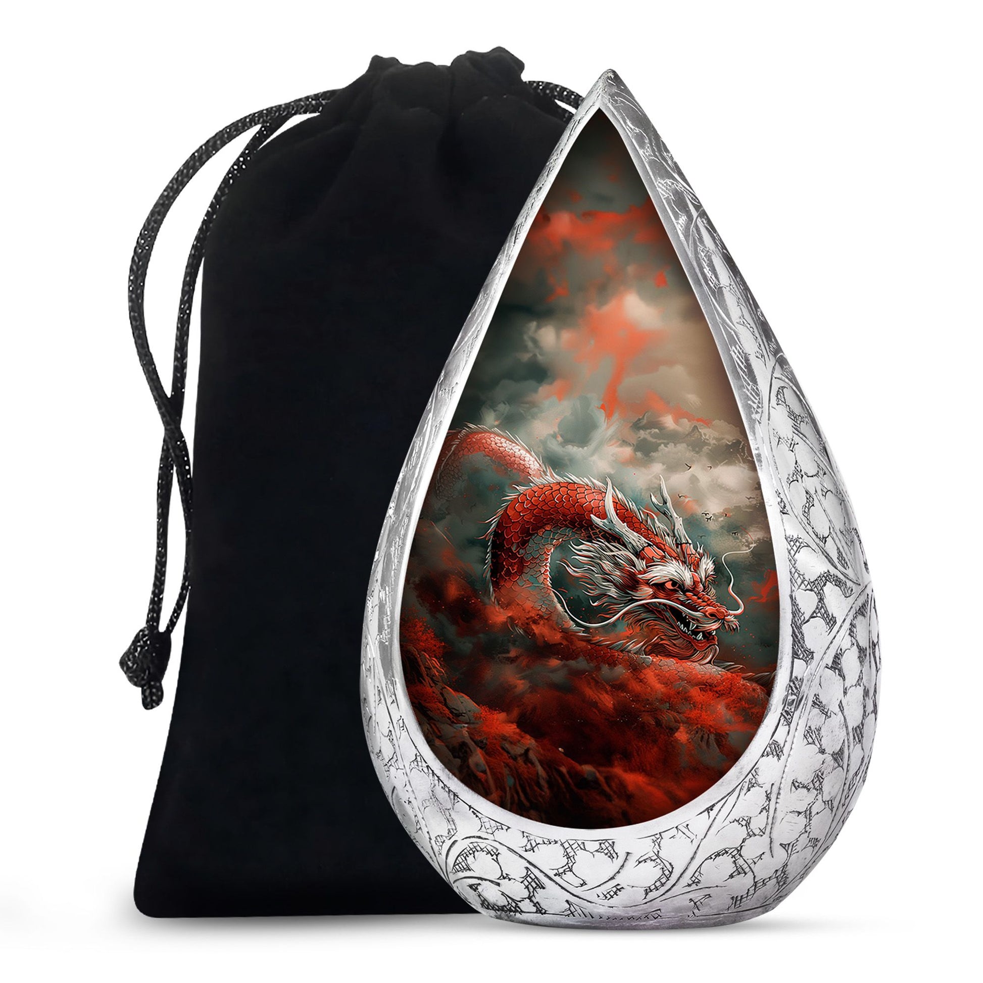 Midnight Dragon Moon Cremation Urn - Black Aluminium Urn For Adult Ashes