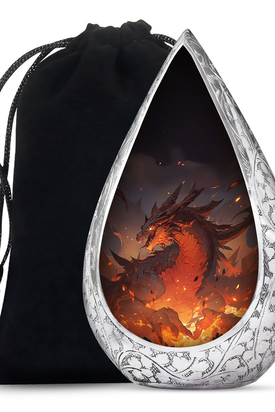 Mystic Fire Dragon Funeral Urn For Ashes - Red And Gold Burial Urn