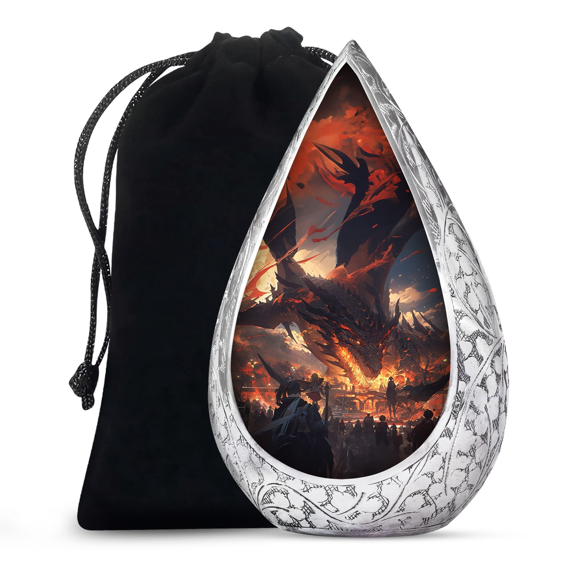 Royal Black Dragon Memorial Urn - Decorative Funeral Urn For Human Ashes