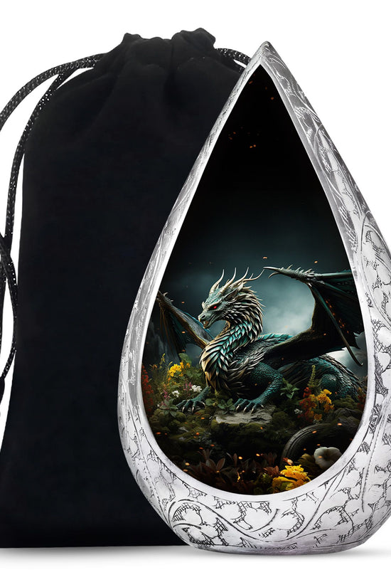 Black Dragon Theme Funeral Urn - Black Aluminium Cremation Urn For Loved Ones
