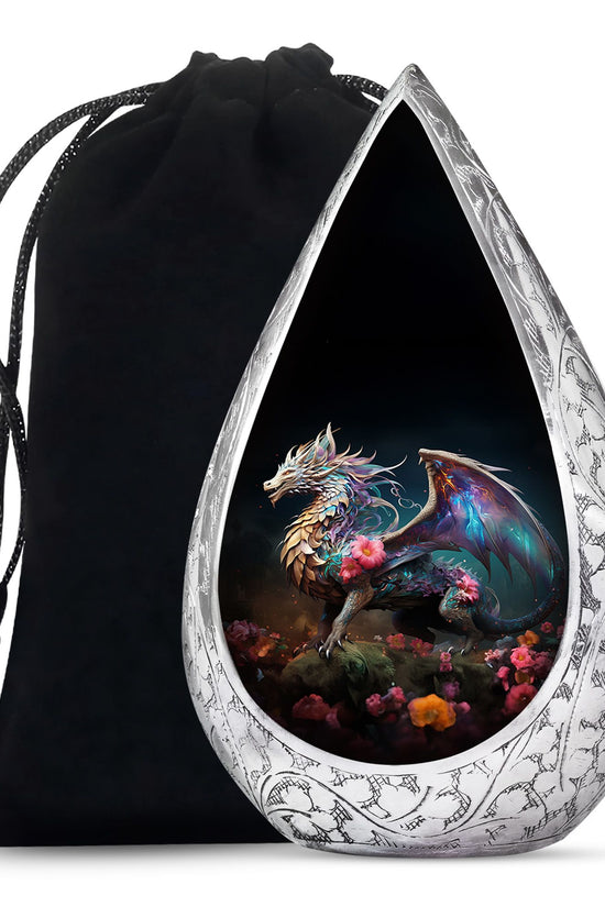 Dragon Warrior Theme Funeral Urn - Scenic Aluminium Memorial Urn For Ashes