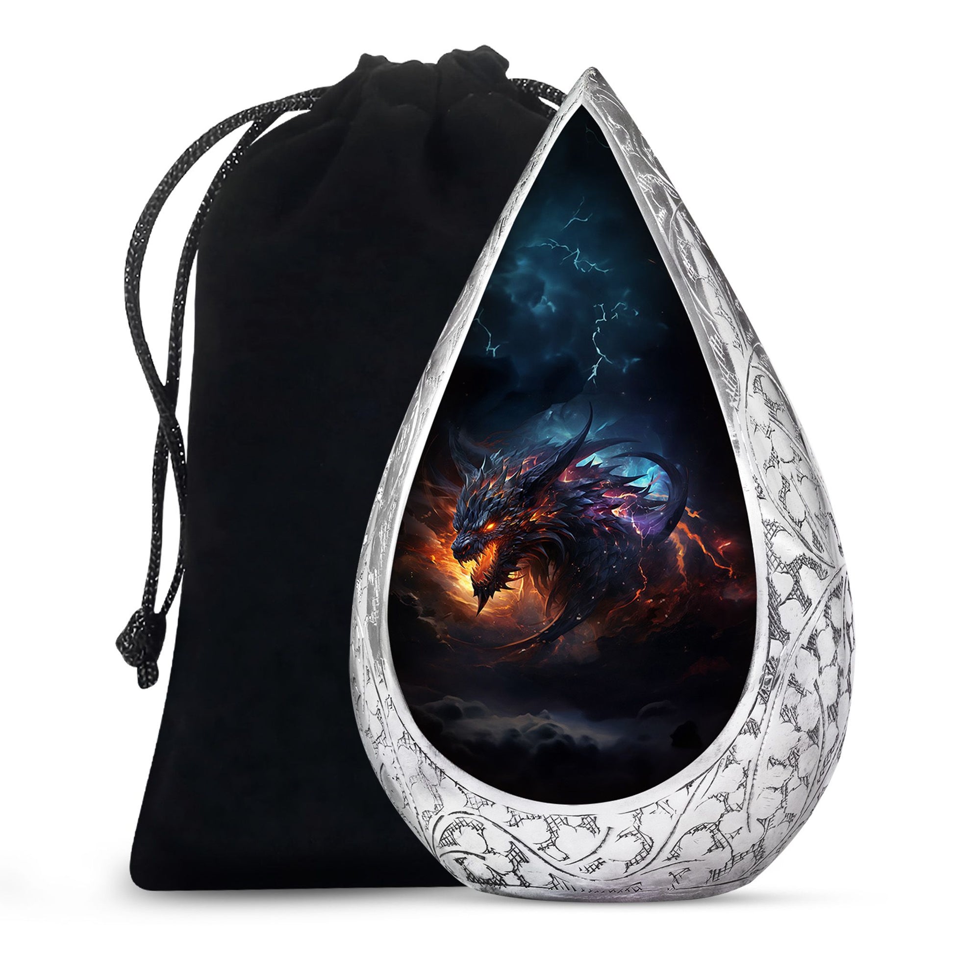 Dragon Flame Warrior Funeral Urn For Ashes - Premium Aluminium Memorial Urn