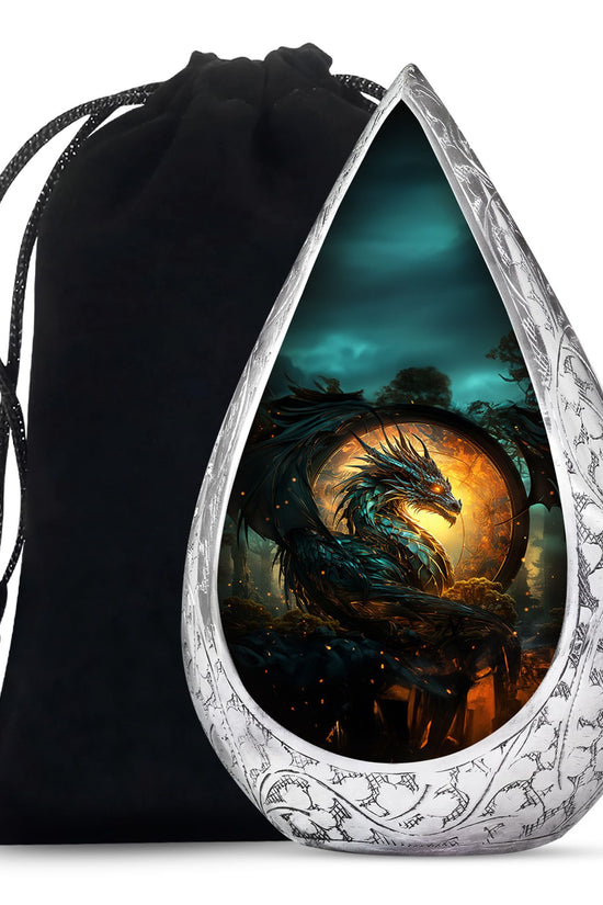 Dragon Warrior Funeral Urn - Aluminium Cremation Urn For Adult Ashes