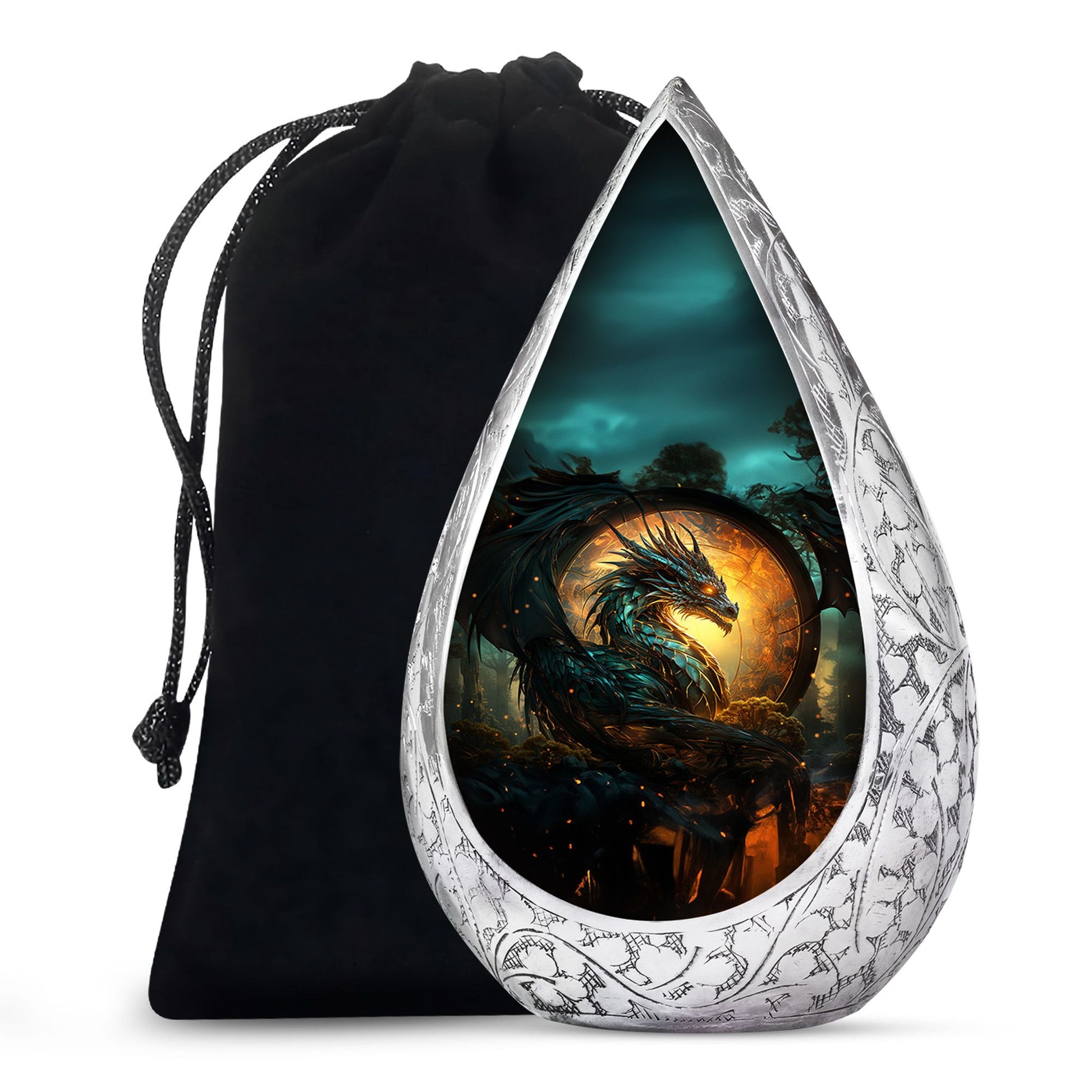Dragon Warrior Funeral Urn - Aluminium Cremation Urn For Adult Ashes