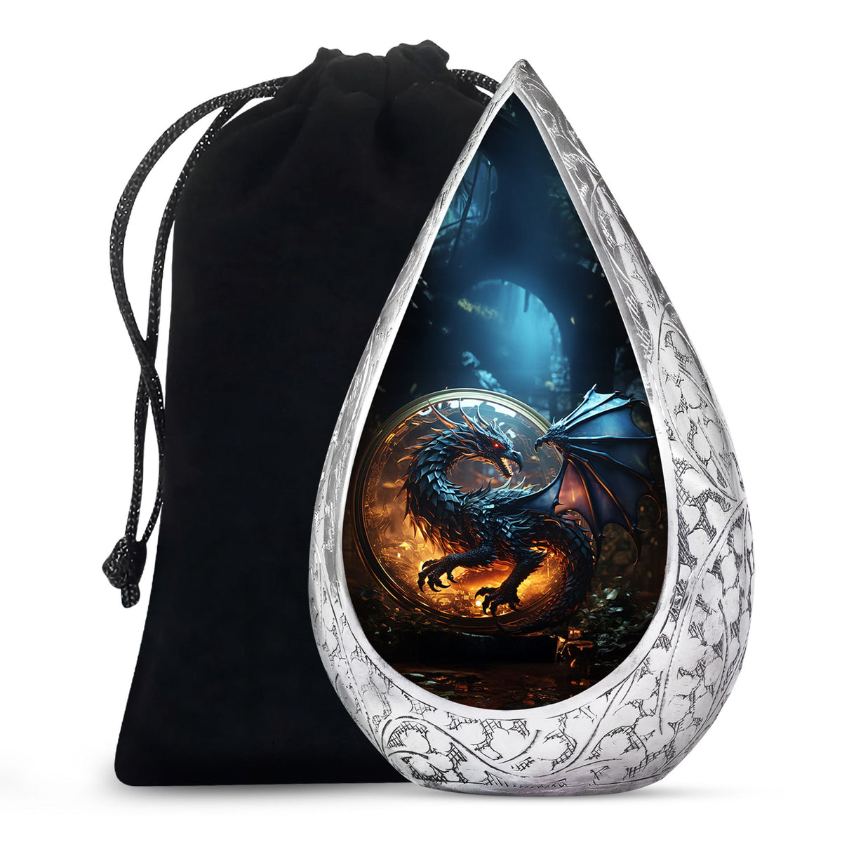 Purple Mystic Dragon Cremation Urn For Ashes - Fantasy Memorial Urn