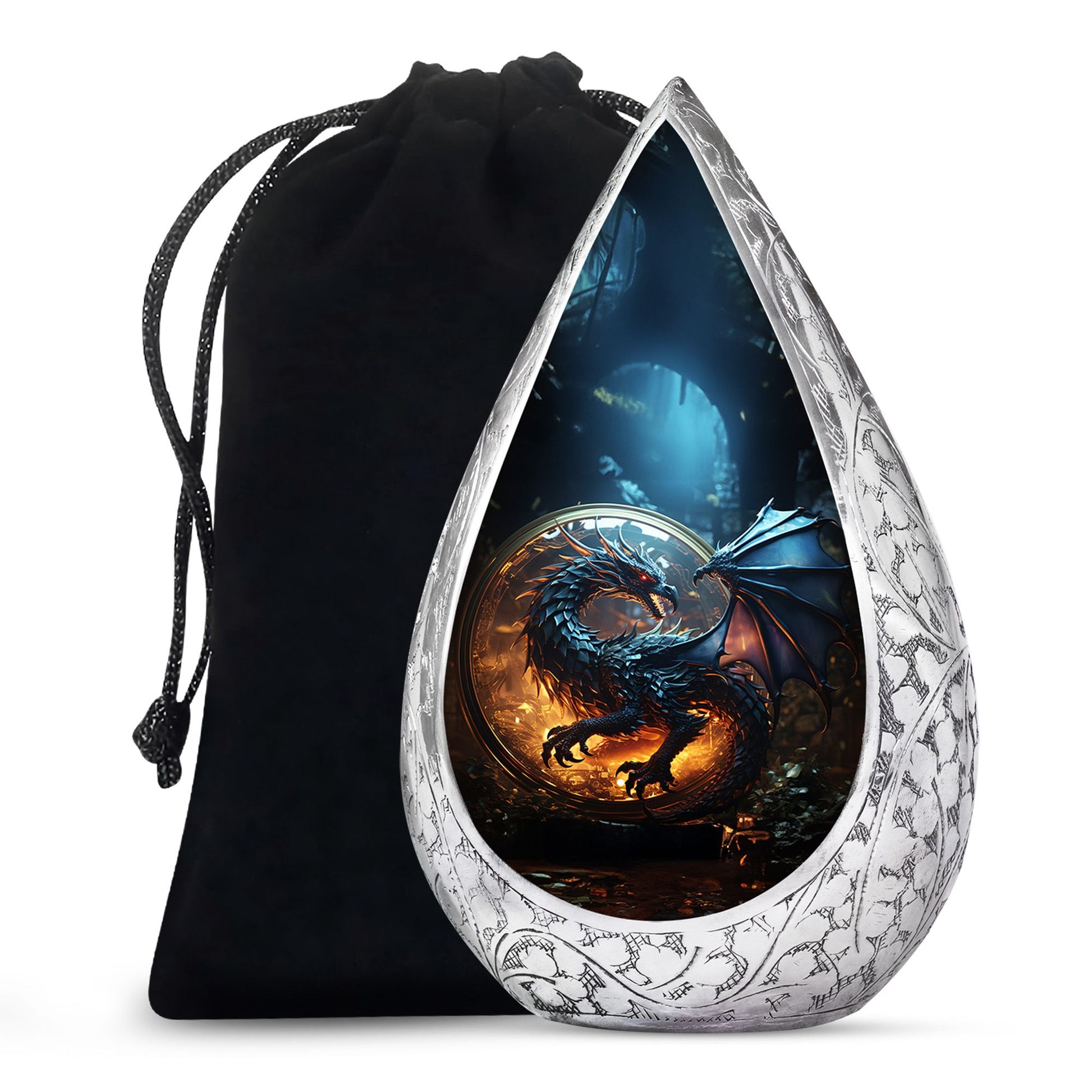 Purple Mystic Dragon Cremation Urn For Ashes - Fantasy Memorial Urn