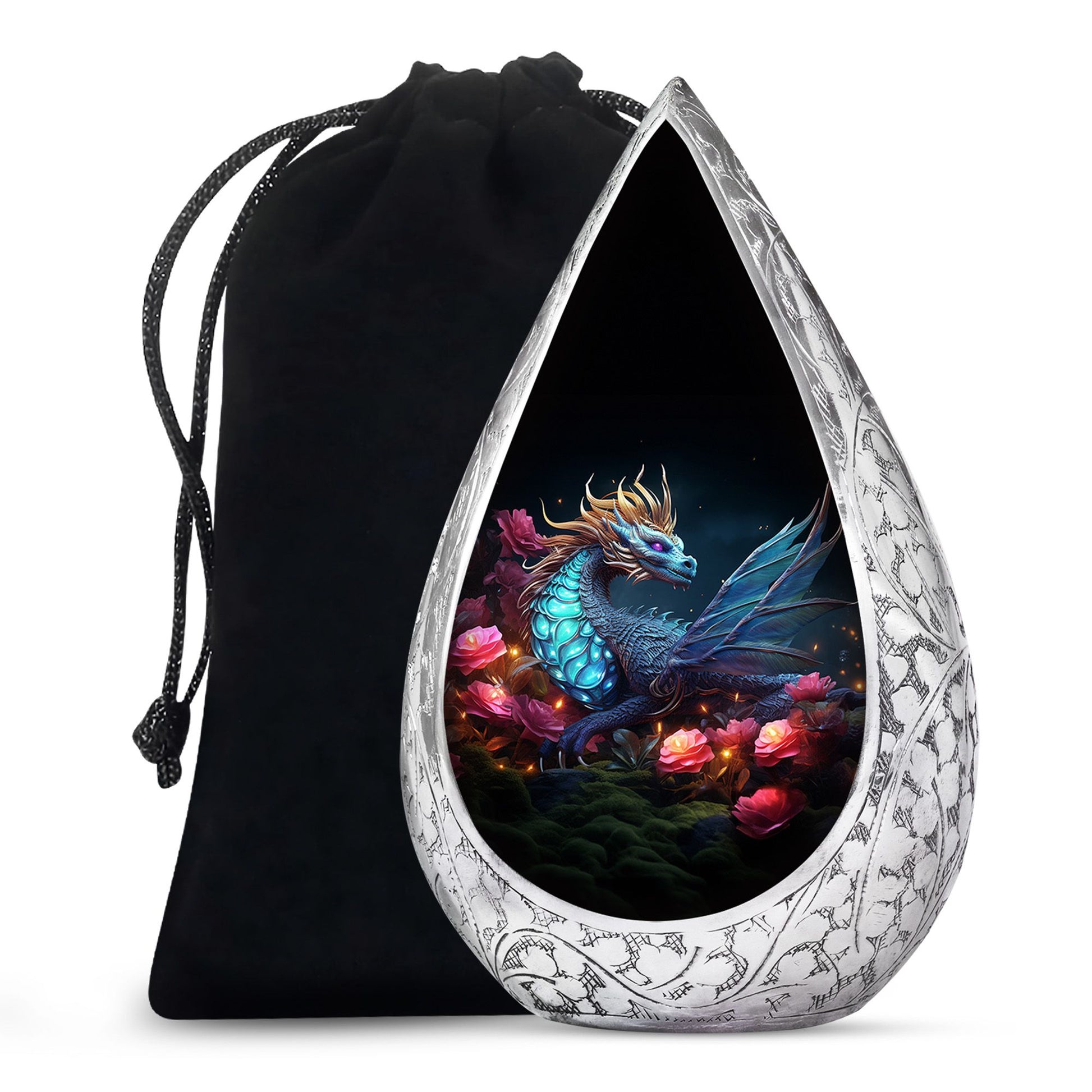 Dragon Theme Funeral Urn - Red Artistic Cremation Urn For Adult Ashes