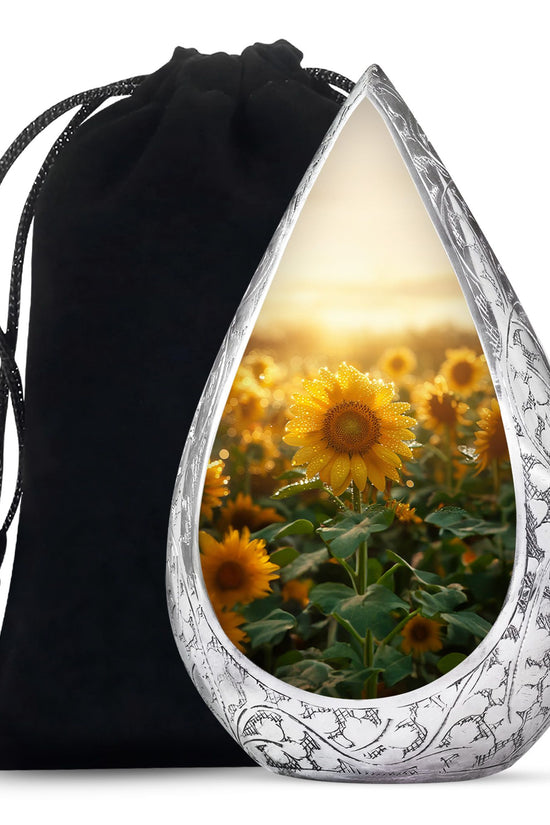 Floral Sunflower Cremation Urn - Peaceful Ashes Urn For Loved Ones
