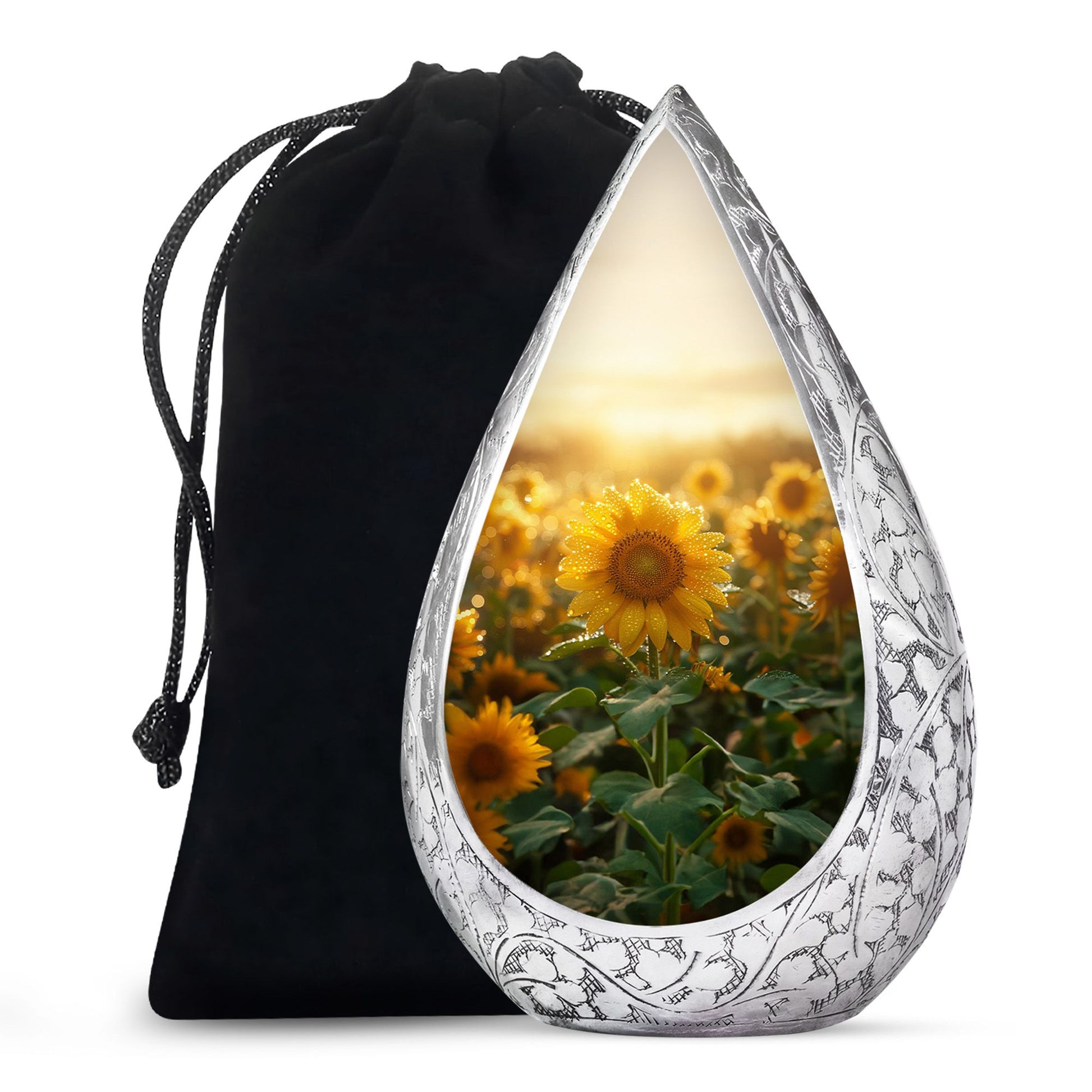 Floral Sunflower Cremation Urn - Peaceful Ashes Urn For Loved Ones