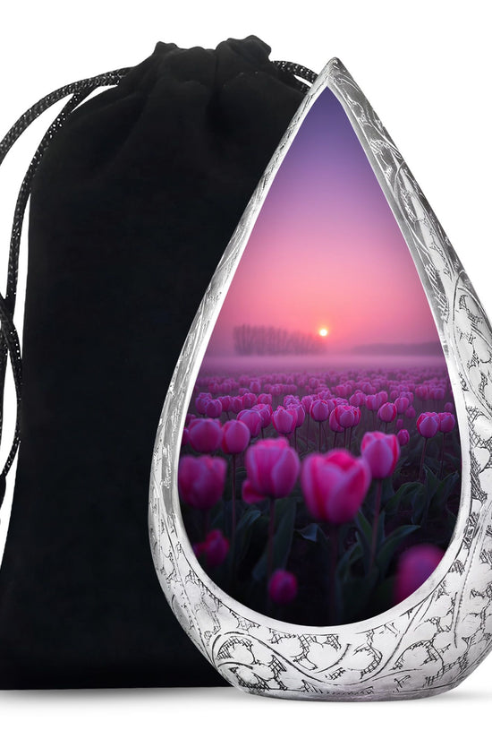 Sunset Pink Tulip Funeral Urn - Elegant Cremation Urn For Human Ashes