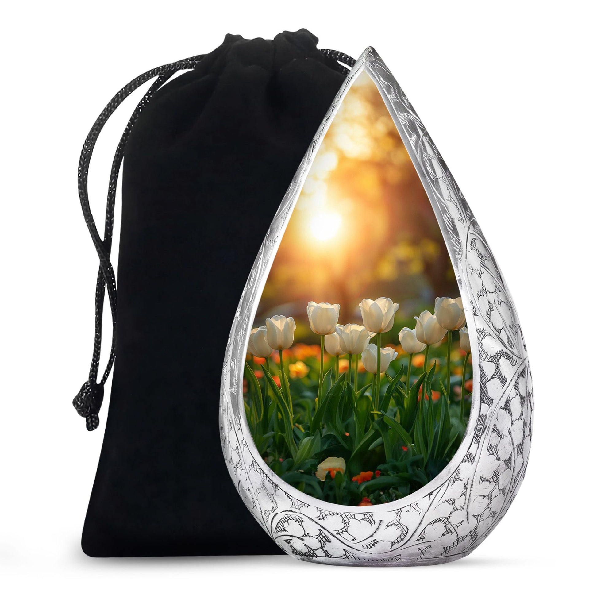 Peaceful Tulip Funeral Urn - Large Memorial Urn For Human Ashes