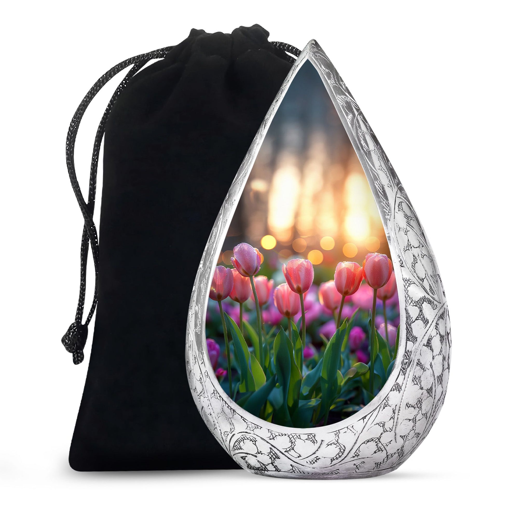 Pink Flower Funeral Urn - Decorative Adult Cremation Urn For Ashes