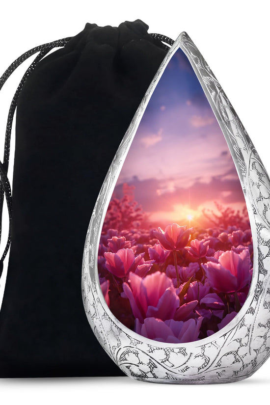 Pink Tulip Cremation Urn - Sunset Floral Memorial Urn For Adults