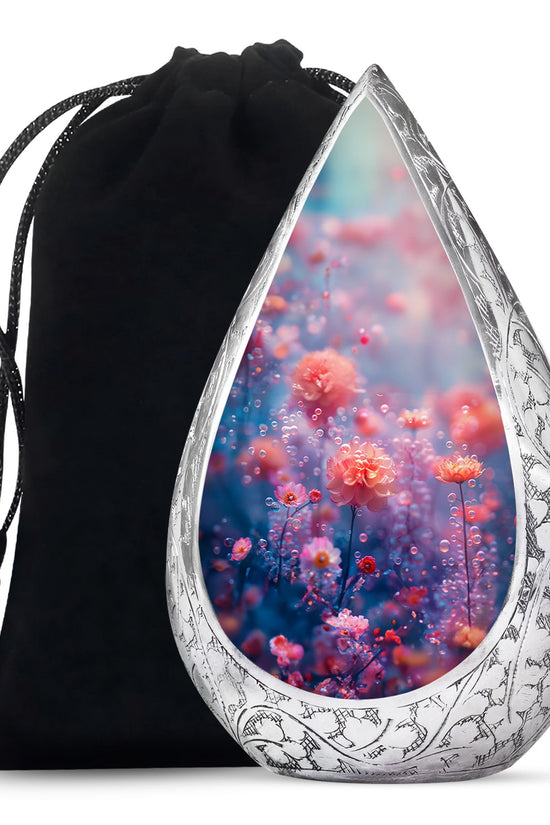 Pink Fantasy Floral Urn - Elegant Memorial Cremation Urn For Ashes