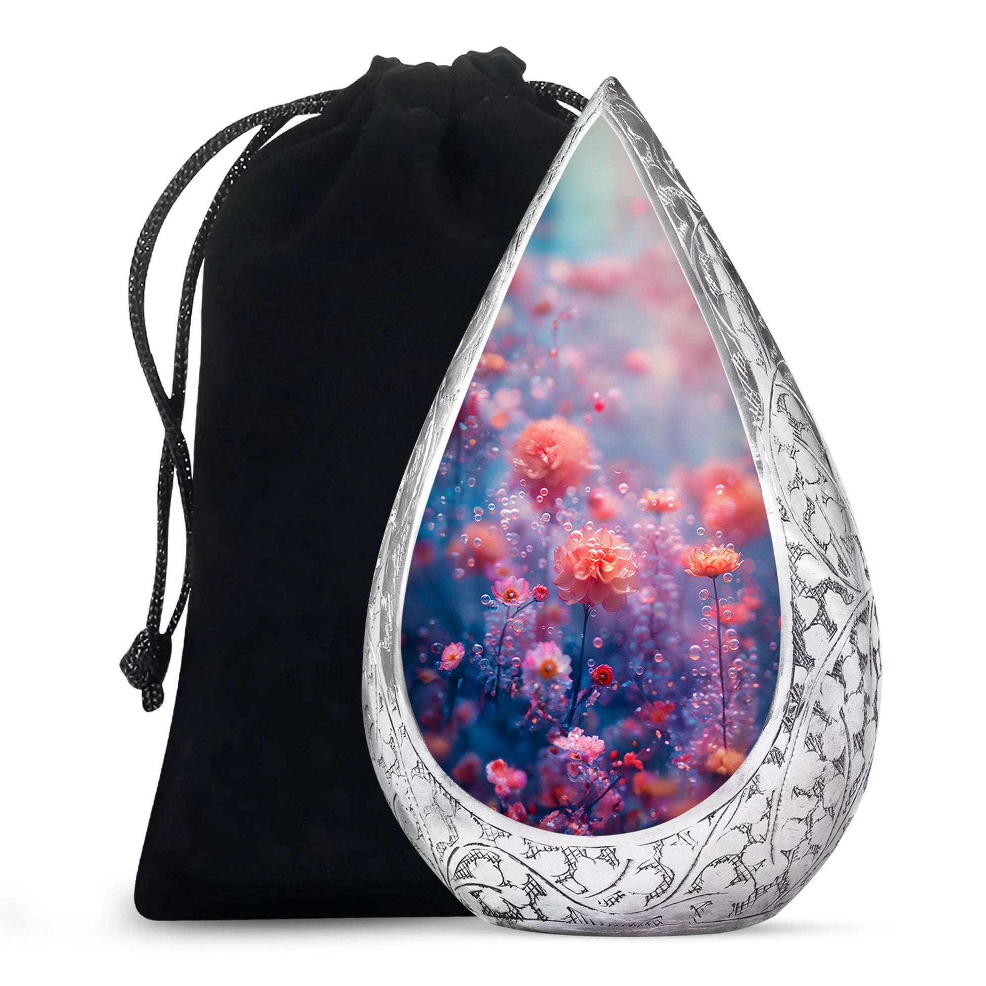 Pink Fantasy Floral Urn - Elegant Memorial Cremation Urn For Ashes
