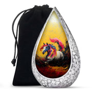 Artistic Horse Cremation Urn - Yellow Aluminium Funeral Urn For Ashes