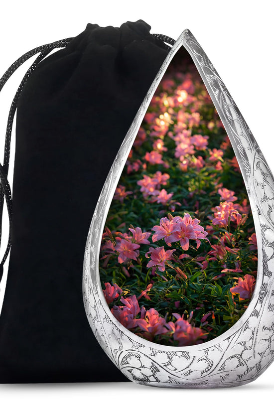 Pink Lily Cremation Urn - Elegant Floral Memorial Urn For Adult Ashes