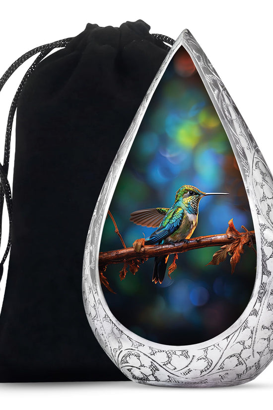 Senic Hummingbird Memorial Urn - Blue Aluminium Urn For Loved Ones