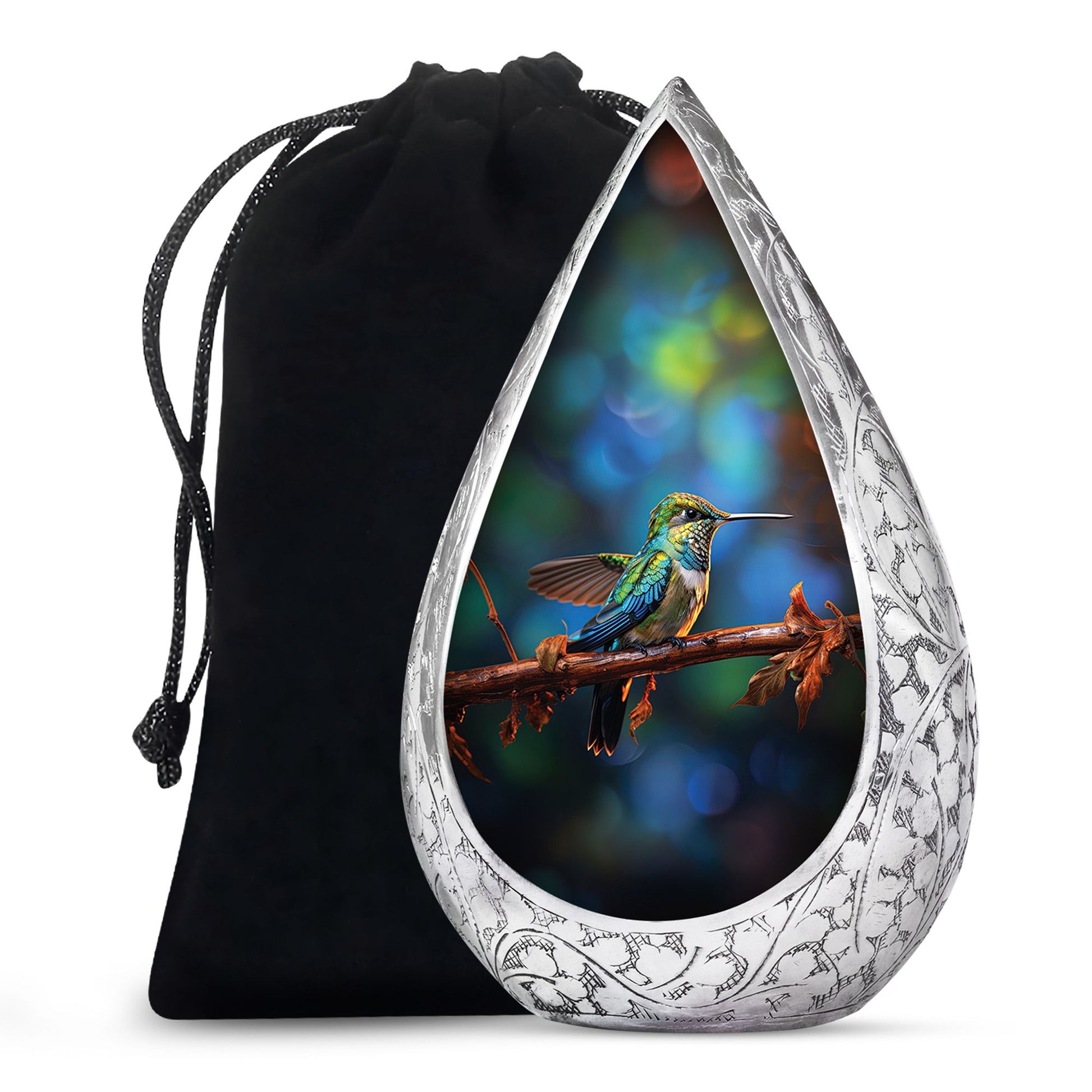 Senic Hummingbird Memorial Urn - Blue Aluminium Urn For Loved Ones