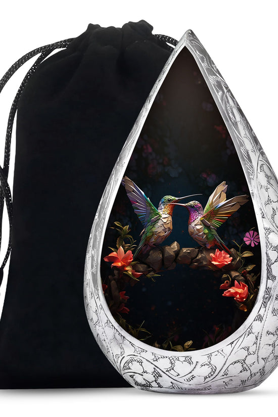 Paper Artistic Hummingbird Cremation Urn - Black Aluminium Urn For Burial