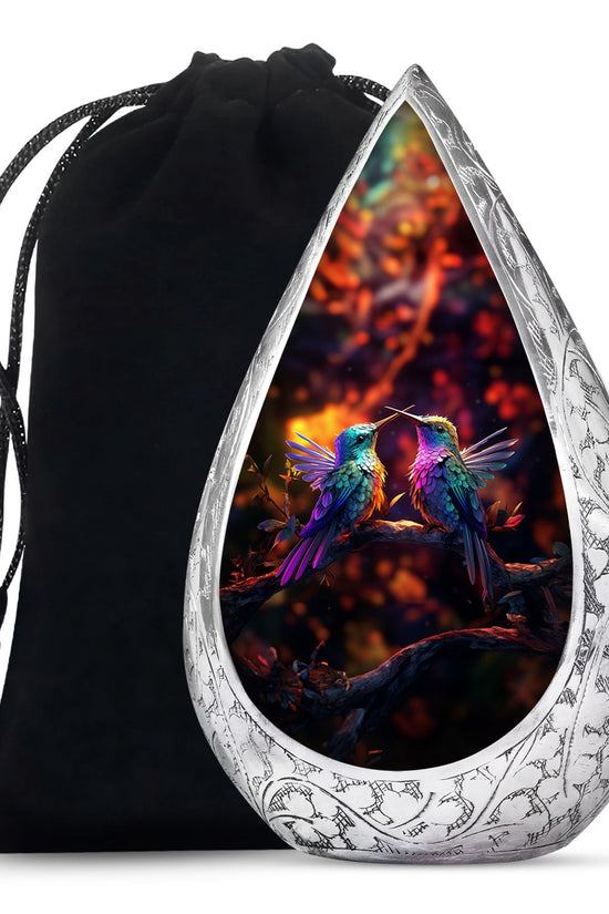 Colorful Hummingbird Funeral Urn - Couple Ashes Urn For Loved Ones