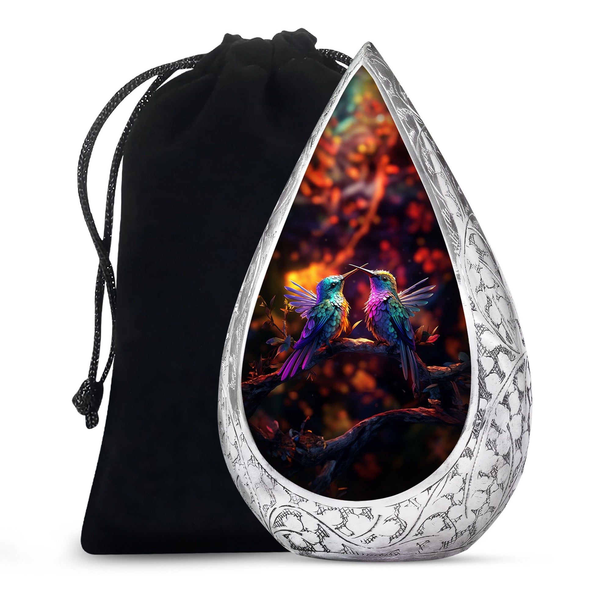Colorful Hummingbird Funeral Urn - Couple Ashes Urn For Loved Ones