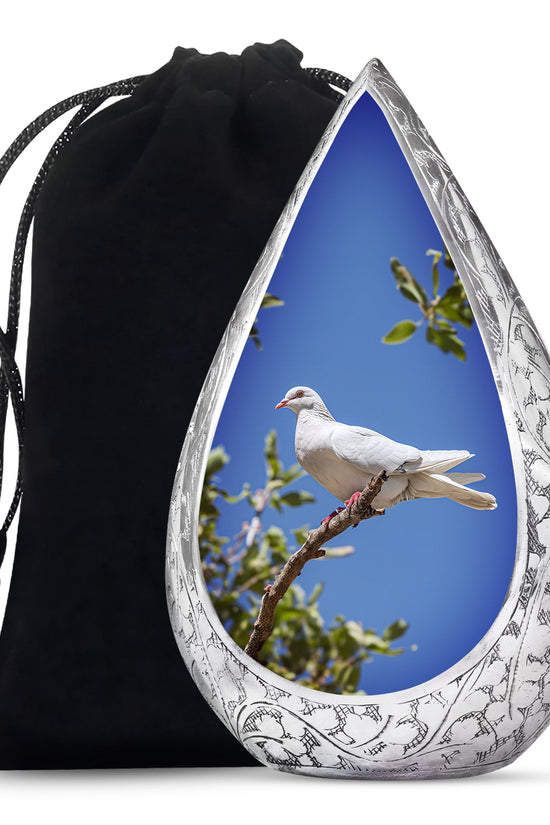 White Bird Memorial Urn - Dove Theme Cremation Urn For Loved Ones