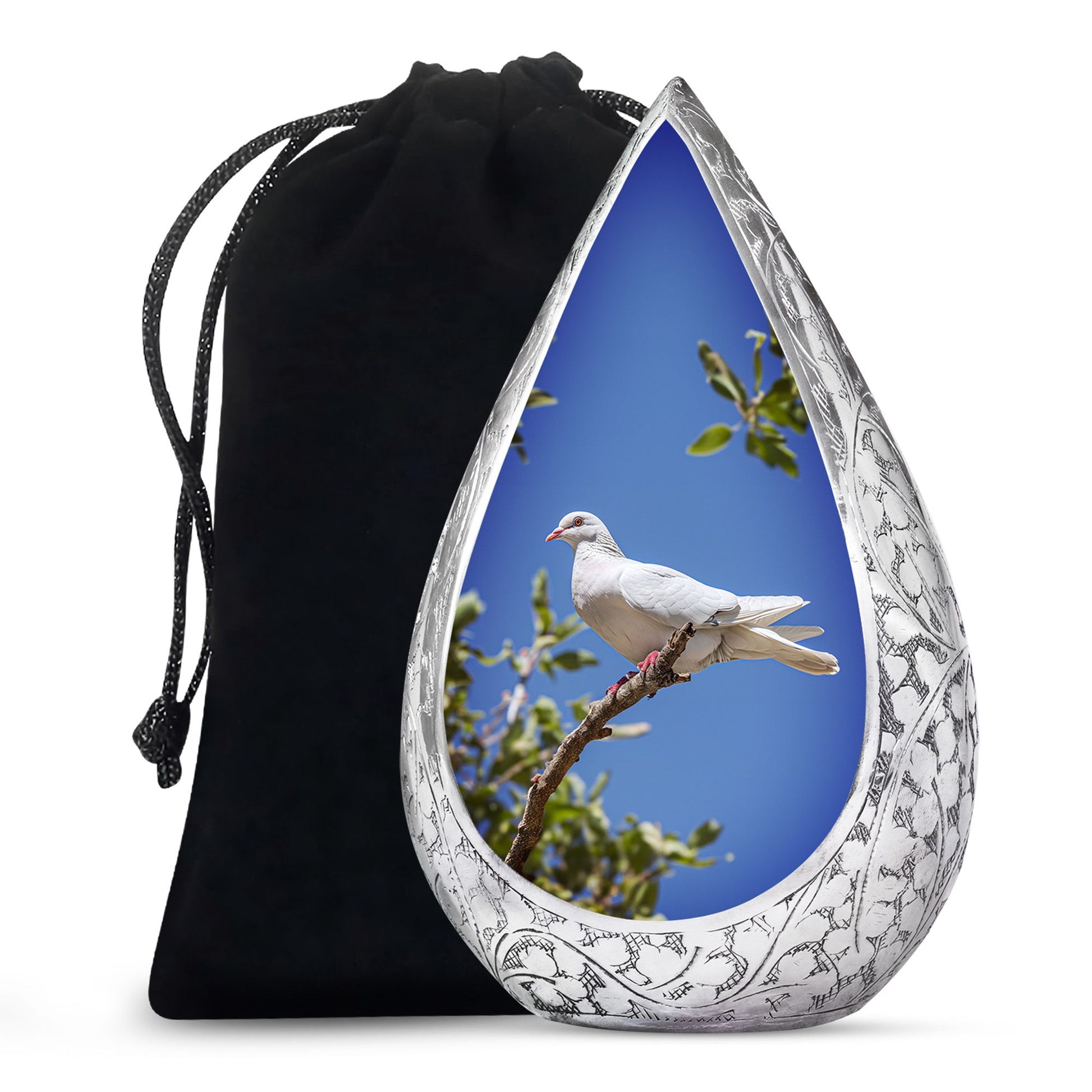 White Bird Memorial Urn - Dove Theme Cremation Urn For Loved Ones