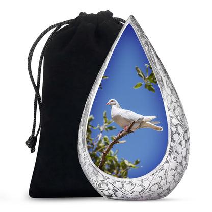 White Bird Memorial Urn - Dove Theme Cremation Urn For Loved Ones